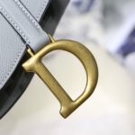 Christian Dior Saddle Bag Light Blue Grained Gold Toned Hardware For Women 25cm/10in CD