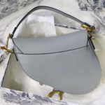 Christian Dior Saddle Bag Light Blue Grained Gold Toned Hardware For Women 25cm/10in CD