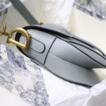 Christian Dior Saddle Bag Light Blue Grained Gold Toned Hardware For Women 25cm/10in CD