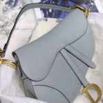 Christian Dior Saddle Bag Light Blue Grained Gold Toned Hardware For Women 25cm/10in CD