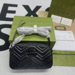 Gucci Marmont Matelasse Shoulder Bag Black For Women, Women's Bags 9.5in/24cm GG