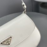 Prada Cleo Brushed Shoulder Bag With Flap White For Women, Women's Bags 8.6in/22cm 1BD311_ZO6_F0009_V_OOO
