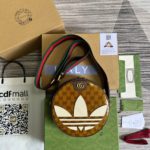 Gucci x Adidas Ophidia Small Shoulder Bag Brown For Women, Women's Bags 8.6in/22cm GG 702640 UVSKT 7268