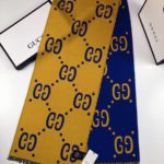 Gucci Wool Silk Jacquard Monogram Blue/Yellow Scarf 180cm/71in