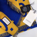 Gucci Wool Silk Jacquard Monogram Blue/Yellow Scarf 180cm/71in