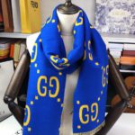 Gucci Wool Silk Jacquard Monogram Blue/Yellow Scarf 180cm/71in