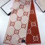 Gucci Wool Silk Jacquard Monogram Red/ White Scarf 180cm/71in