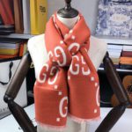 Gucci Wool Silk Jacquard Monogram Red/ White Scarf 180cm/71in