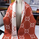 Gucci Wool Silk Jacquard Monogram Red/ White Scarf 180cm/71in