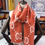 Gucci Wool Silk Jacquard Monogram Red/ White Scarf 180cm/71in