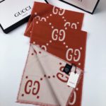 Gucci Wool Silk Jacquard Monogram Red/ White Scarf 180cm/71in