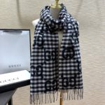 Gucci Jacquard Wool Scarf Dark Blue and Ivory Scarf 220cm/86.7in 644365 4G718 4178