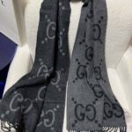 Gucci Jacquard Pattern Knitted Grey Scarf 180cm/71in 133483 3G200 1160