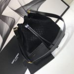 Saint Laurent All-Over Monogram Bucket Bag Black For Women 10.5in/27cm YSL 