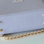Louis Vuitton Capucines Mini Taurillon Light Blue/ Creme For Women, Women's Handbags, Shoulder And Crossbody Bags 21cm/8.3in LV