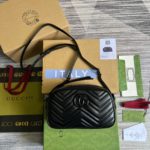 Gucci Marmont Matelasse Shoulder Bag Black For Women, Women's Bags 9.5in/24cm GG