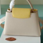 Louis Vuitton Capucines MM Taurillon Creme Beige/ Plume Yellow Berlingot For Women, Women’s Bags, Shoulder And Crossbody Bags 12.4in/31.5cm LV M59883