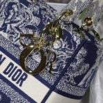 Christian Dior Medium Lady D-Lite Bag Blue, For Women, Women’s Handbags 24cm/9.5in CD M0565ORGO_M928