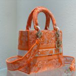 Christian Dior Medium Lady D-Lite Bag Orange, For Women, Women’s Handbags 24cm/9.5in CD M0565OROC_M057