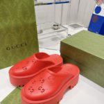 Gucci Women's Platform Perforated G Sandal Red For Women GG