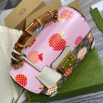 Gucci Padlock GG Small amboo Strawberry Shoulder Bag Beige For Women, Women's Bags 9.5in/24cm GG