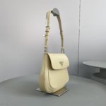 Prada Cleo Brushed Shoulder Bag With Flap Beige For Women, Women's Bags 9in/23cm