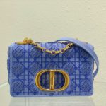 Christian Dior Medium Dior Caro Bag Blue, For Women, Women’s Handbags 25.5cm/10in CD
