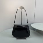Prada Cleo Brushed Shoulder Bag With Flap Black For Women, Women's Bags 8.6in/22cm 1BD311_ZO6_F0002_V_OOO