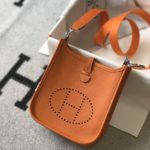 Hermes Evelyne 16 Amazone Bag Orange With Silver-Toned Hardware For Women, Women's Shoulder And Crossbody Bags 6.3in/16cm