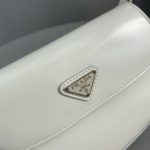 Prada Cleo Brushed Shoulder Bag With Flap White For Women, Women's Bags 8.6in/22cm 1BD311_ZO6_F0009_V_OOO