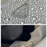 Prada Cleo Satin Bag With Crystals Silver For Women, Women's Bags 8.6in/22cm 1BC169_2AWL_F0934_V_HOO