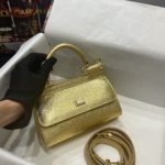 Dolce & Gabbana Small Sicily Bag In Dauphine Gold For Women 7.5in/19cm DG 