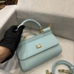 Dolce & Gabbana Small Sicily Bag In Dauphine Azure For Women 7.5in/19cm DG