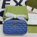 Gucci Marmont Matelasse Shoulder Bag Blue For Women, Women's Bags 9.5in/24cm GG 634936 UM8BF 4340