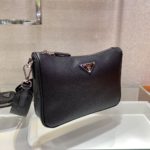 Prada Re-Nylon And Saffiano Shoulder Bag Black For Women, Women's Bags 9.4in/24cm 2VH113_2DMH_F0002_V_OOP