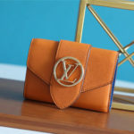 Louis Vuitton Pont 9 Compact Wallet Caramel Brown For Women, Women's Wallets 4.2in/12cm LV 