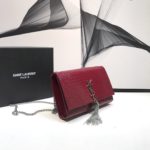 Saint Laurent Kate Medium Chain Bag With Tassel In Shiny-Embossed Burgundy For Women 9.4in/24cm 
