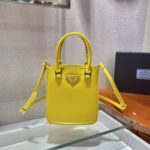 Prada Small Brushed Tote Yellow For Women, Women's Bags 6.9in/18cm 1BA331_ZO6_F0ZNZ_V_OOO