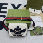 Gucci x Adidas Horsebit 1955 Mini Bag White For Women, Women's Bags 8.1in/21cm GG 658574 U3ZDG 8727