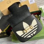 Gucci x Adidas Horsebit 1955 Mini Bag Black For Women, Women's Bags 8.1in/21cm GG 658574 U3ZDG 8726