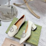 Gucci Women's Mid-Heel Pump With GG Logo White For Women GG