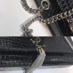 Saint Laurent Kate Medium Chain Bag With Tassel In Embossed Crocodile Black For Women 9.4in/24cm YSL 354119DND0N1000