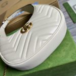 Gucci Marmont Half Moon Shaped Mini Bag White For Women, Women's Bags 8.5in/22cm GG ‎699514 DTDHT 9022