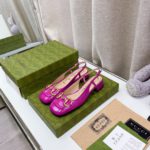 Gucci Women's Slingback With Horsebit Dark Pink For Women GG