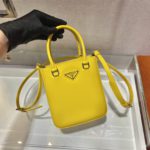 Prada Small Brushed Tote Yellow For Women, Women's Bags 6.9in/18cm 1BA331_ZO6_F0ZNZ_V_OOO