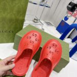 Gucci Women's Platform Perforated G Sandal Red For Women GG