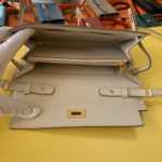 Hermes Kelly Classique To Go Wallet  21cm/8.3in Gold Toned Hardware For Women Cream