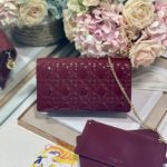 Christian Dior Lady Dior Pouch Maroon, For Women, Women’s Handbags 8.5in/21.5cm CD