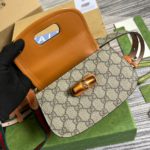 Gucci Bamboo 1947 Jumbo GG Small Top Handle Bag Brown For Women, Women's Bags 8.3in/21cm GG