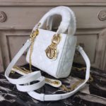 Christian Dior Mini Lady Dior Bag Gold Toned Hardware White For Women 18cm/7in CD